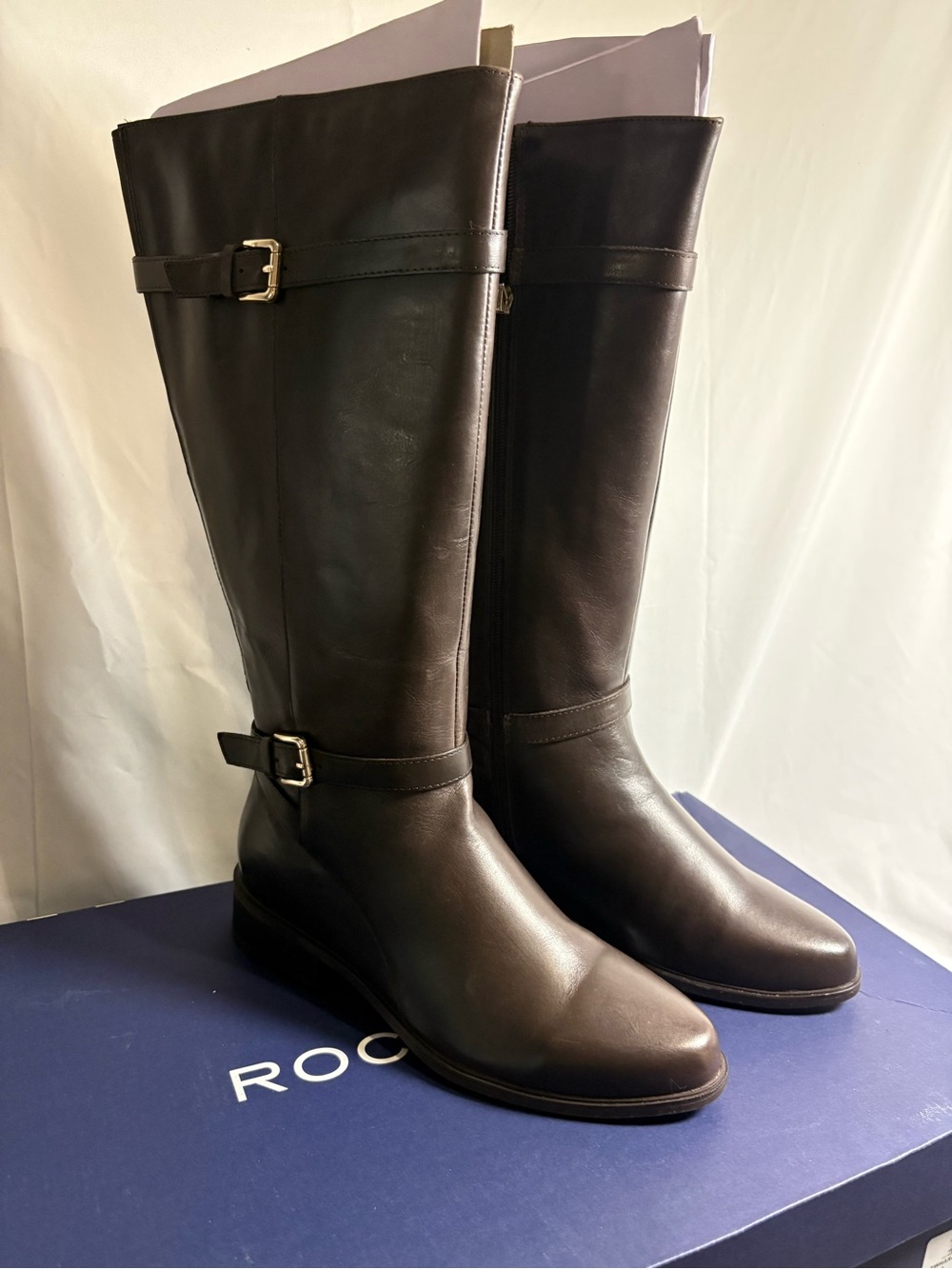 New Rockport Tall Leather Riding Boots - Brown size 10 - Picture 2 of 8